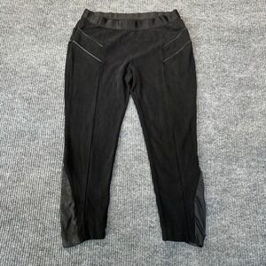 Bebe Womens Faux Leather Trim Leggings Large Black Moto Style Stretch Pants